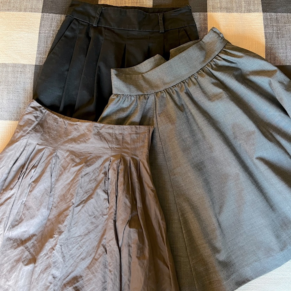 Bundle of 3 H&M and Zara skirts. Black, grey and beige-brown.